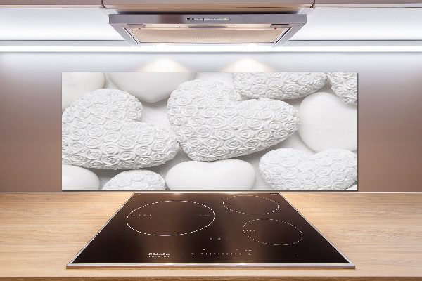 Glasrückwand für die küche Weißer Herz-Hintergrund