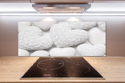 Glasrückwand für die küche Weißer Herz-Hintergrund