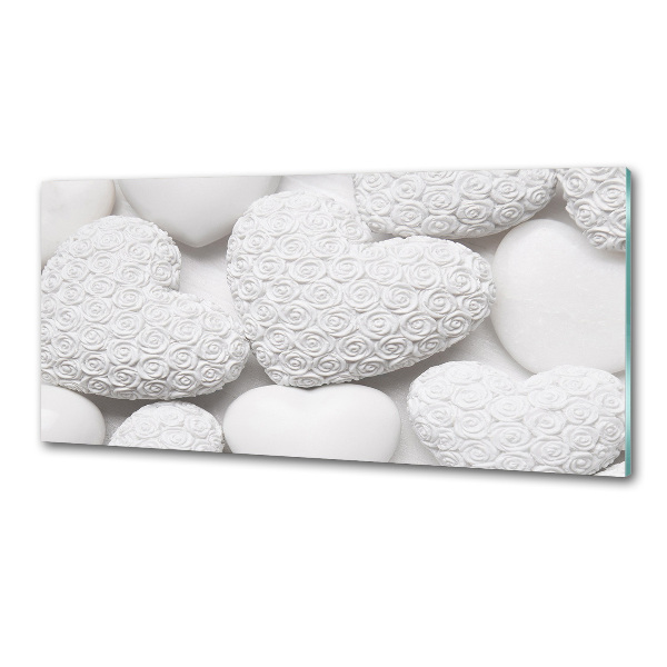 Glasrückwand für die küche Weißer Herz-Hintergrund