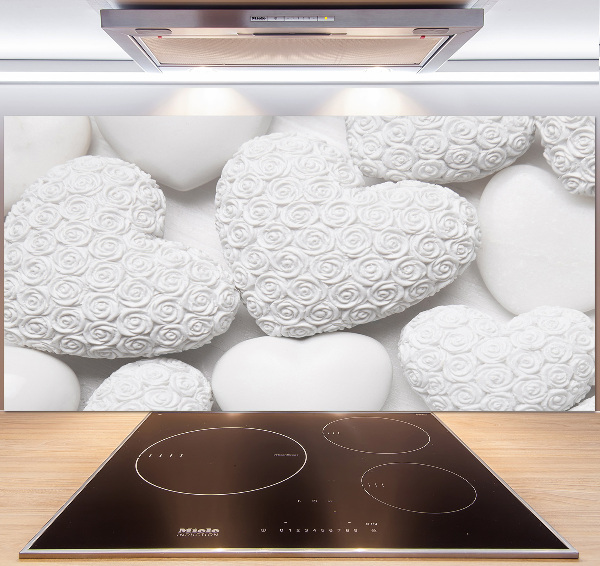 Glasrückwand für die küche Weißer Herz-Hintergrund