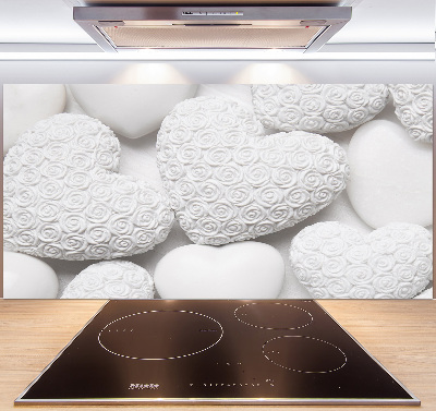 Glasrückwand für die küche Weißer Herz-Hintergrund