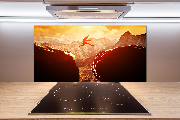 Glasrückwand für die küche Spring über den Abgrund