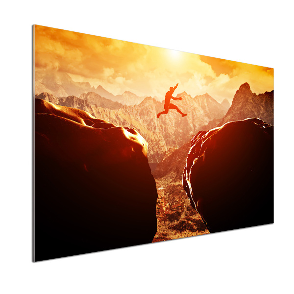 Glasrückwand für die küche Spring über den Abgrund