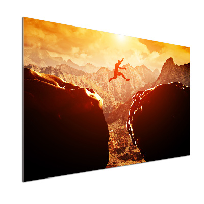 Glasrückwand für die küche Spring über den Abgrund