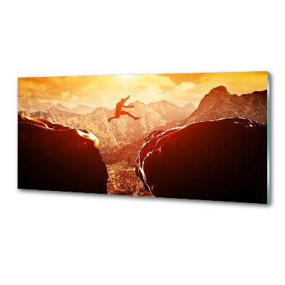 Glasrückwand für die küche Spring über den Abgrund