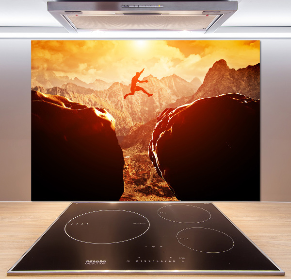 Glasrückwand für die küche Spring über den Abgrund