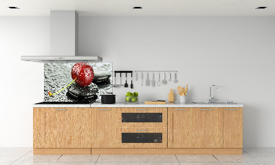 Glasrückwand für die küche Kirschbaum im Regen