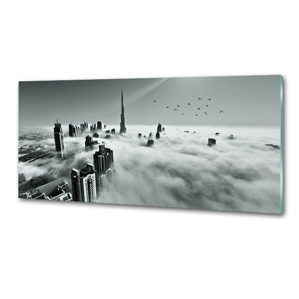 Glasrückwand für die küche Nebel über Dubai