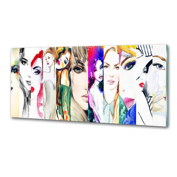 Glasrückwand für die küche Frauenporträts