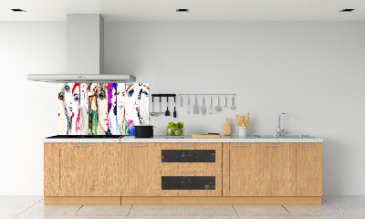 Glasrückwand für die küche Frauenporträts