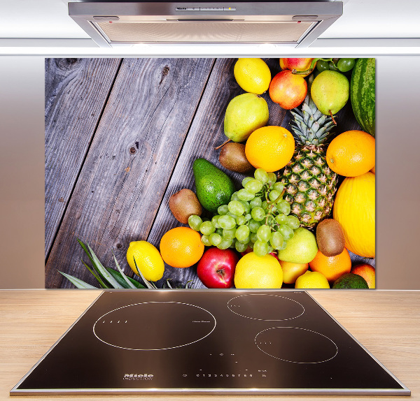 Platte für Küchenrückwand Früchte auf Holz