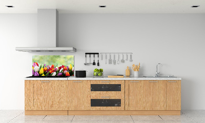 Küchen wandpaneel Bunte Tulpen