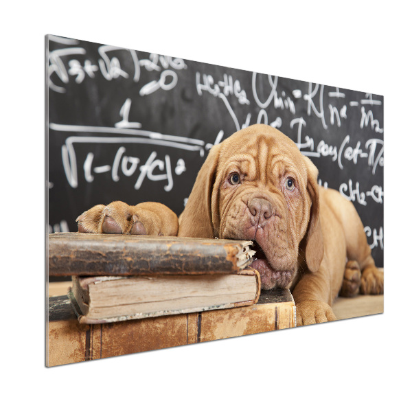 Küchen wandpaneel Der Hund beißt das Buch an