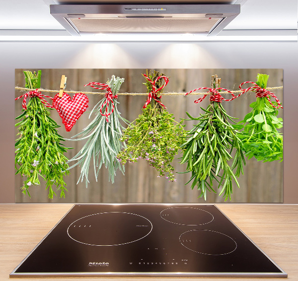 Glasrückwand für die küche Kräuter an einer Schnur