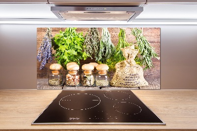 Platte für Küchenrückwand Kräuter an einer Schnur