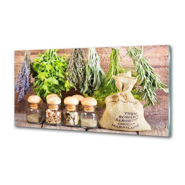 Platte für Küchenrückwand Kräuter an einer Schnur