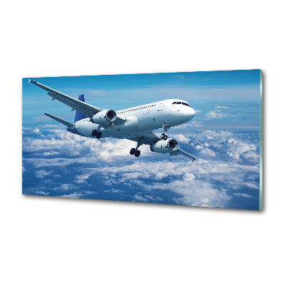 Küchen wandpaneel Ein Flugzeug in den Wolken