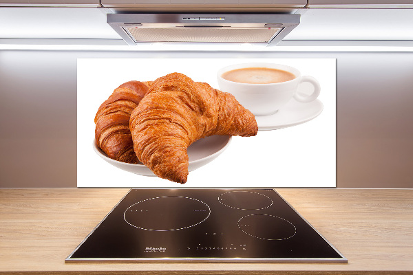 Platte für Küchenrückwand Croissants und Kaffee