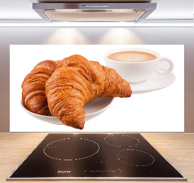 Platte für Küchenrückwand Croissants und Kaffee