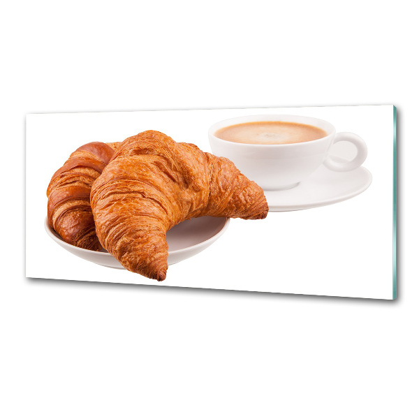 Platte für Küchenrückwand Croissants und Kaffee