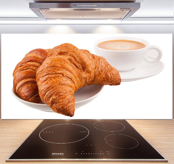 Platte für Küchenrückwand Croissants und Kaffee
