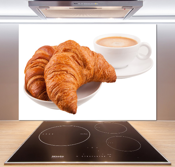 Platte für Küchenrückwand Croissants und Kaffee