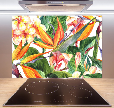 Platte für Küchenrückwand Tropische Blumen