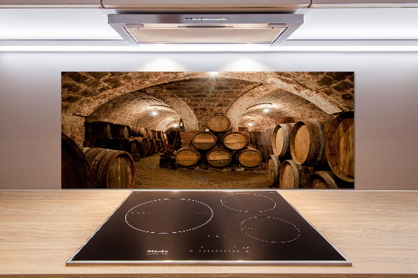Platte für Küchenrückwand Fässer im Weinberg