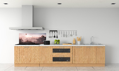 Glasrückwand für die küche Ballonfahrt über dem Wald