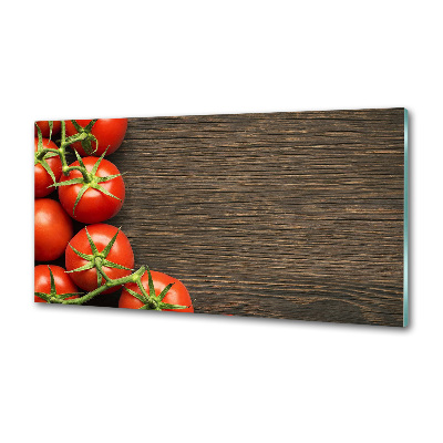 Glasrückwand für die küche Tomaten auf Holz