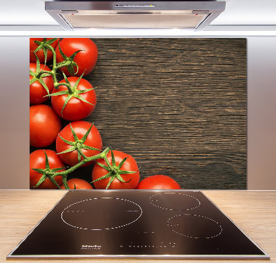 Glasrückwand für die küche Tomaten auf Holz