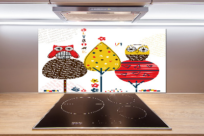 Glasrückwand für die küche Eulen auf einem Baum