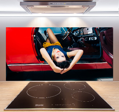 Küchen wandpaneel Frau im Auto