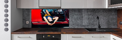 Küchen wandpaneel Frau im Auto