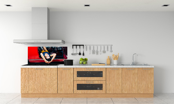 Küchen wandpaneel Frau im Auto