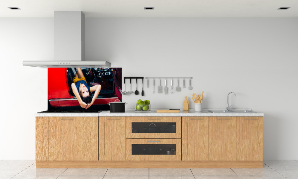 Küchen wandpaneel Frau im Auto