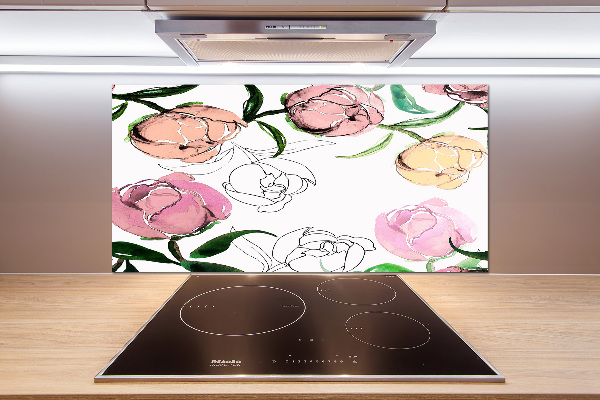 Glasrückwand für die küche Pfingstrosenknospen