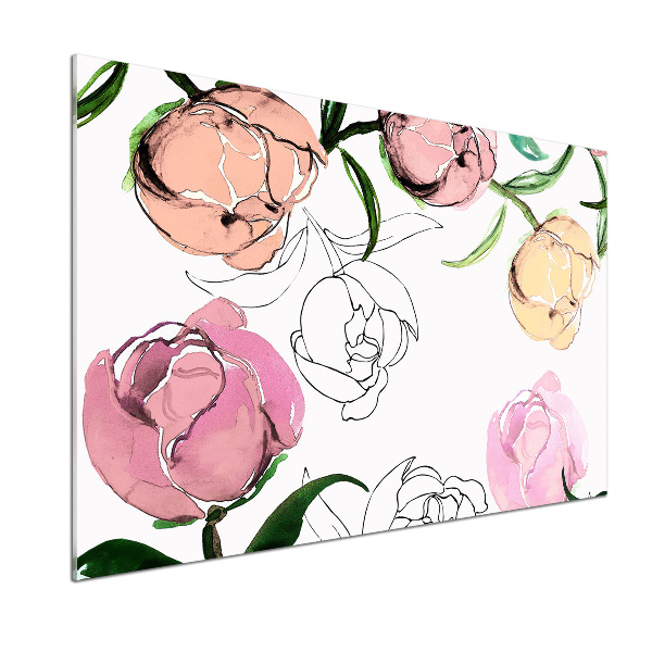 Glasrückwand für die küche Pfingstrosenknospen