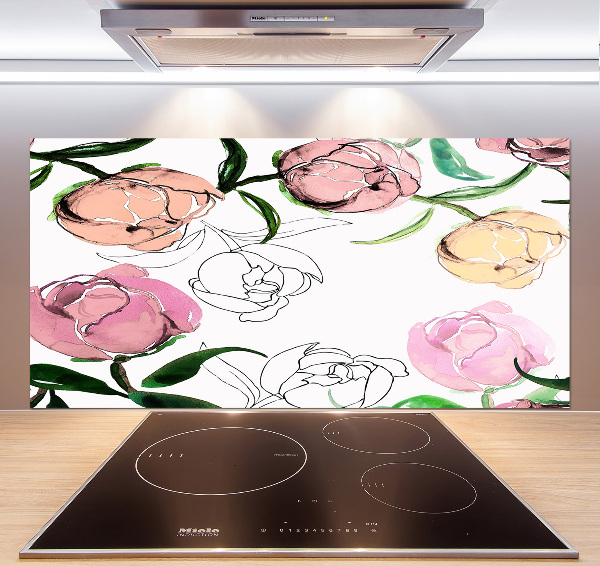 Glasrückwand für die küche Pfingstrosenknospen