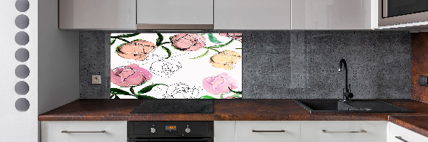 Glasrückwand für die küche Pfingstrosenknospen
