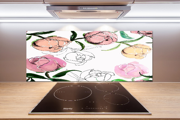 Glasrückwand für die küche Pfingstrosenknospen