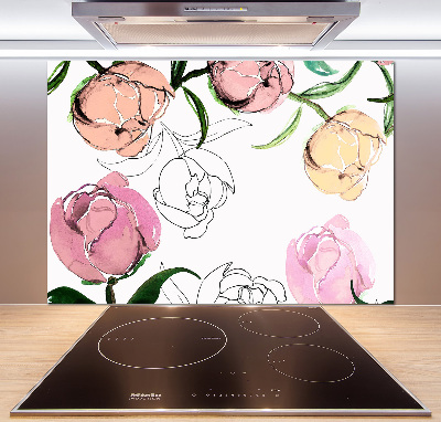 Glasrückwand für die küche Pfingstrosenknospen