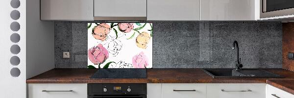 Glasrückwand für die küche Pfingstrosenknospen