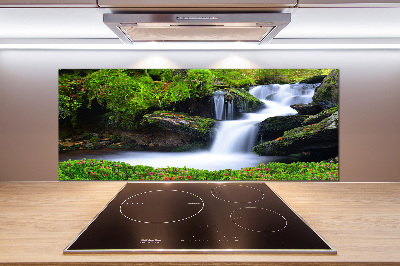 Glasrückwand für die küche Wasserfall im Wald