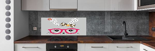 Platte für Küchenrückwand Kaninchen mit Brille