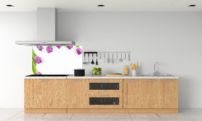 Glasrückwand für die küche Lila Tulpen