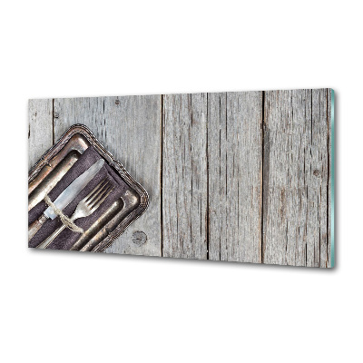 Küchen wandpaneel Besteck auf Brettern