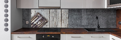 Küchen wandpaneel Besteck auf Brettern