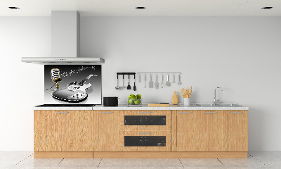 Glasrückwand für die küche Gitarre und Mikrofon