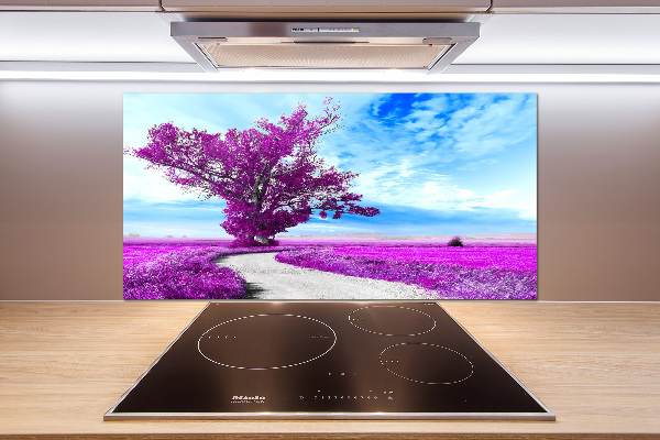 Glasrückwand für die küche Baum und Pfad